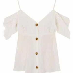 TopShop Cold Shoulder Ivory Button Up